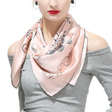 Hand-Rolled Oscar Rossa 100% Silk Scarf, approximate 35"x35" Large Square Printed Silk Charmeuse Scarf