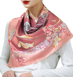 Hand-Rolled Oscar Rossa 100% Silk Scarf, approximate 35"x35" Large Square Printed Silk Charmeuse Scarf