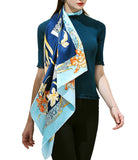 Hand-Rolled Oscar Rossa 100% Silk Scarf, approximate 35"x35" Large Square Printed Silk Charmeuse Scarf