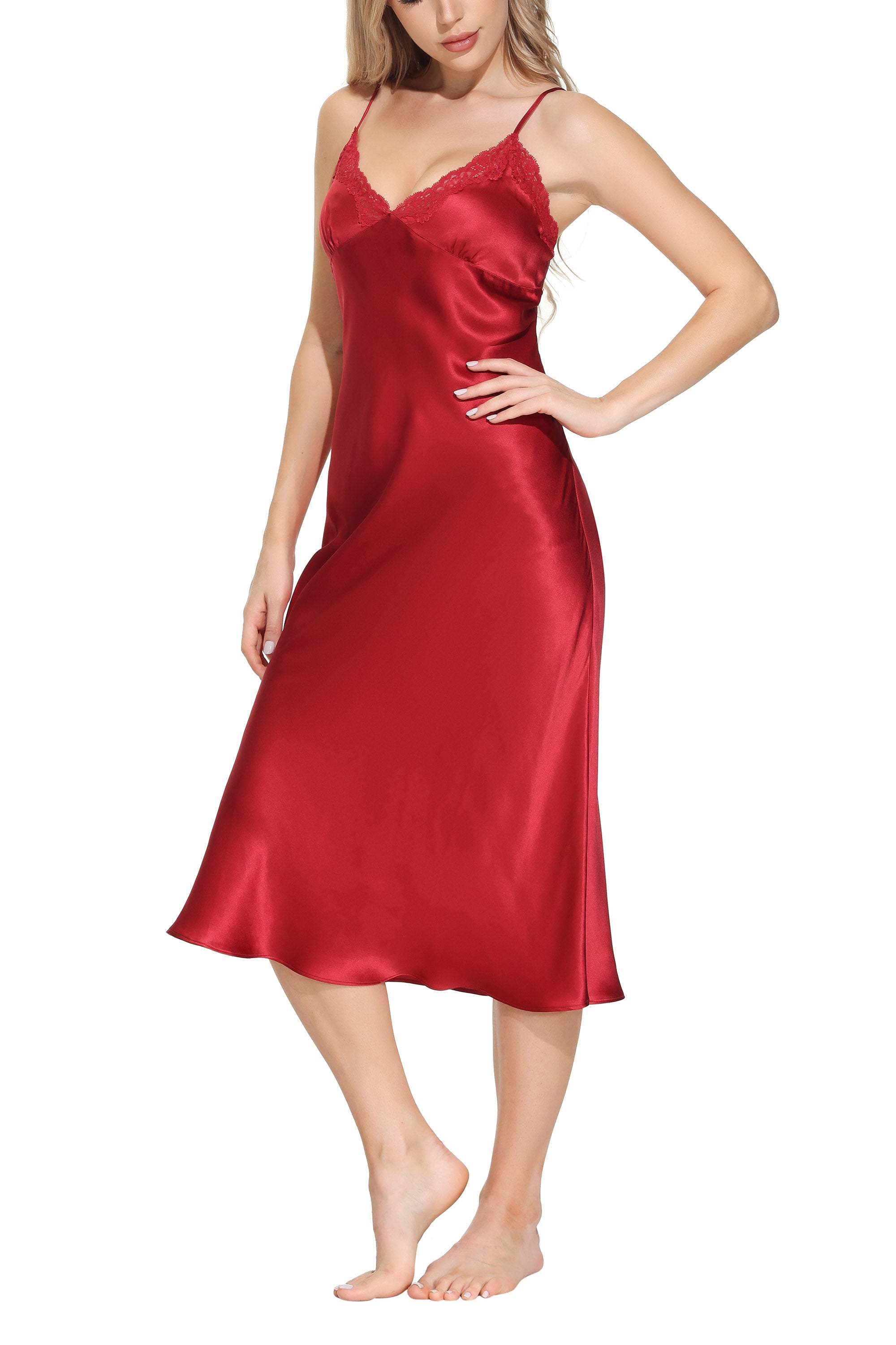 Oscar Rossa Women's Long Silk Nightgown 100% Silk Full Slip