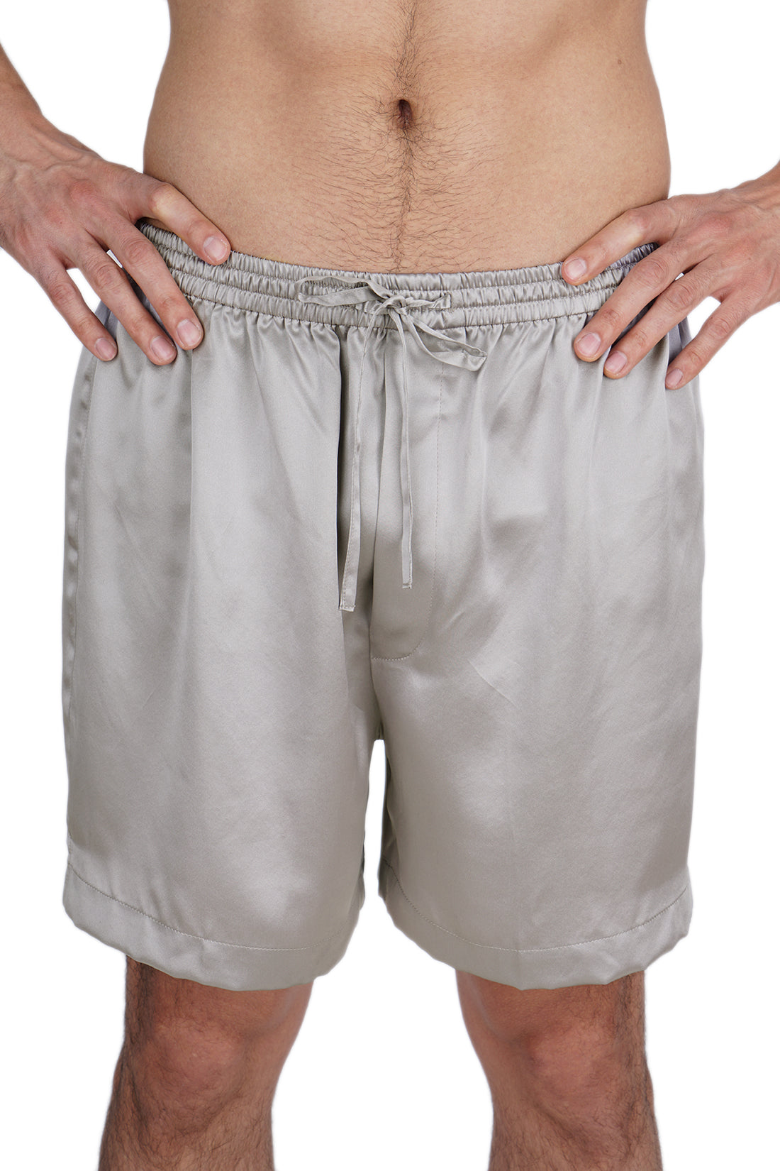 Men's Silk Sleepwear Boxer Shorts - Dove Grey - The Silk Lady